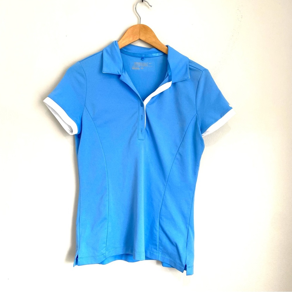 NIKE GOLF Womens Medium Sky Blue Short Sleeve Tour Performance Golf Polo RR9